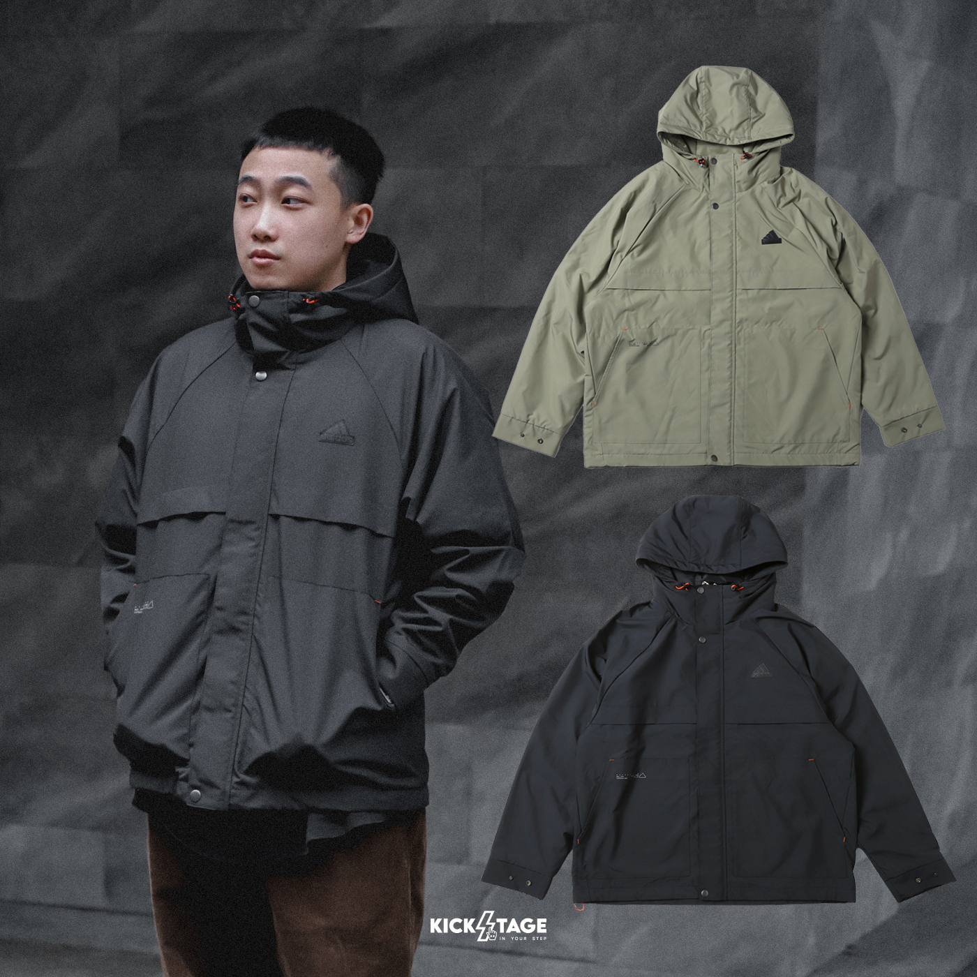 男款 ADIDAS TH WARN JAKET 卡其綠 黑 抗撕裂 夾克 防風外套【JI6842/JI8680】