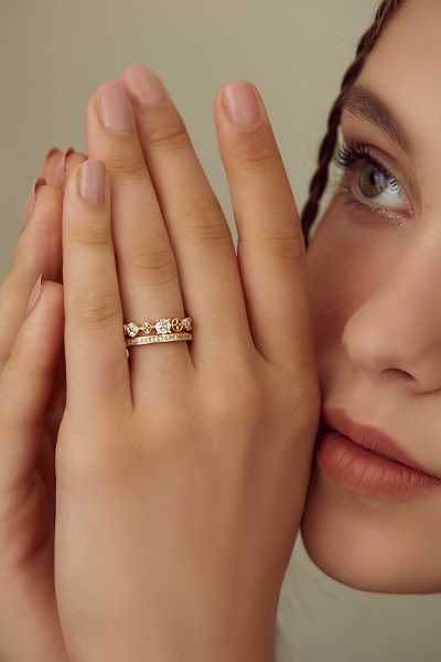 雙層精緻鑲鑽可調式戒指