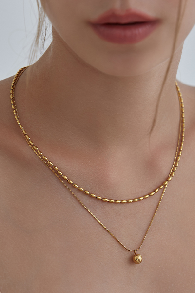 雙層小金球項鍊