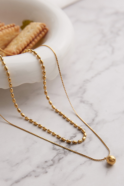 雙層小金球項鍊