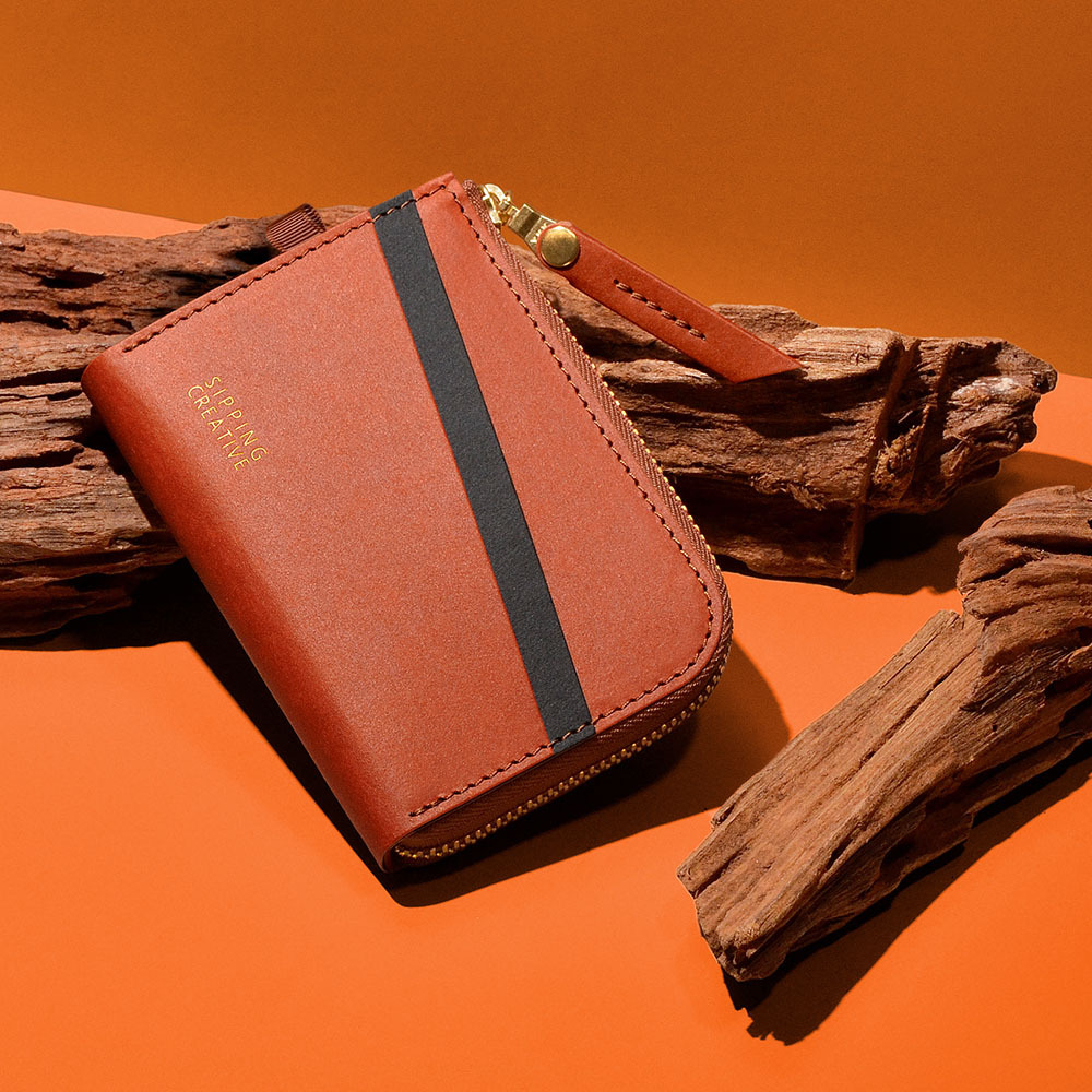 L型零錢包_焦糖棕｜微光紙革系列