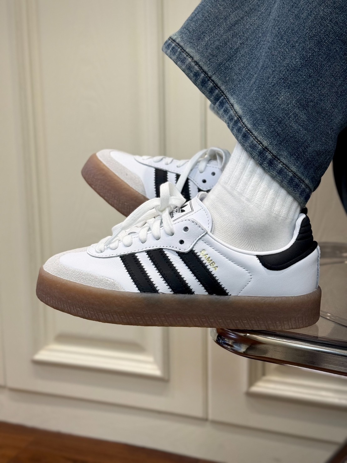 【預購】ADIDAS SAMBAE W 厚底 白黑 JI1349