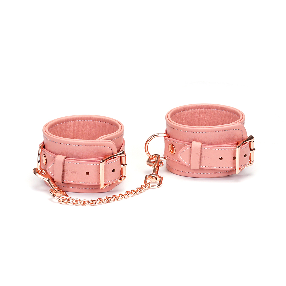 Liebe Seele Pink Dream Pink Leather Handcuffs with Rose Gold Hardware
