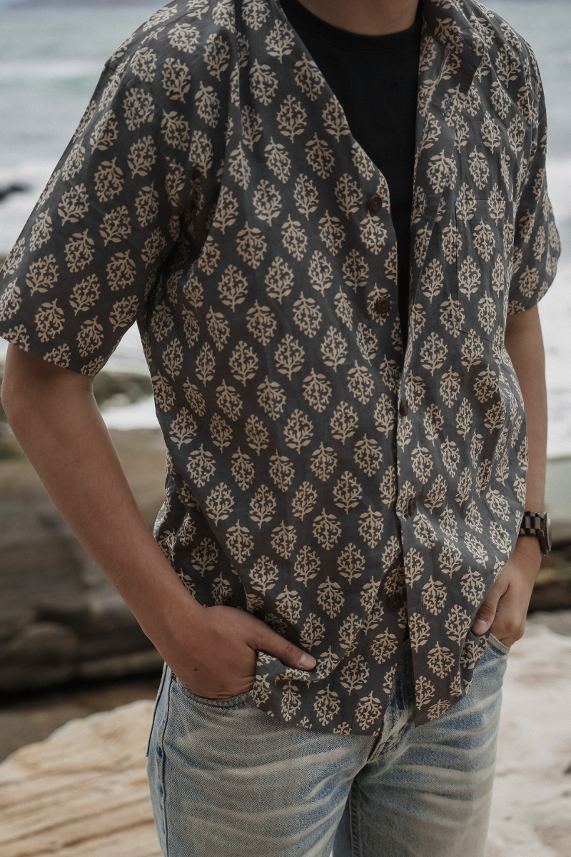 印度蓋染工藝親膚純棉 襯衫 - 雪花