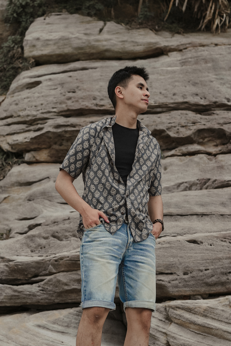 印度蓋染工藝親膚純棉 襯衫 - 雪花