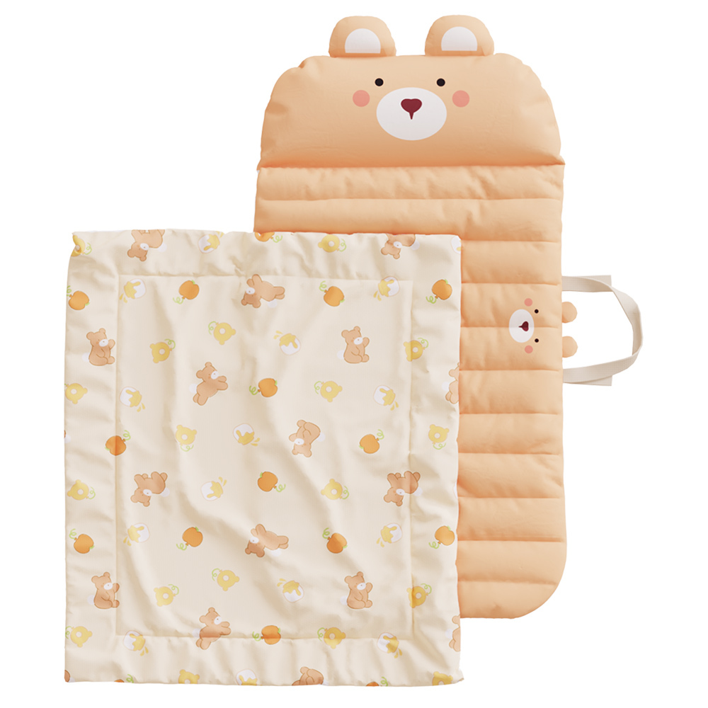 Milo&Gabby美國 三合一雙面_超透氣莫代爾5cm加厚床墊午睡袋組(附防塵袋)70x110cm｜Sandy小熊