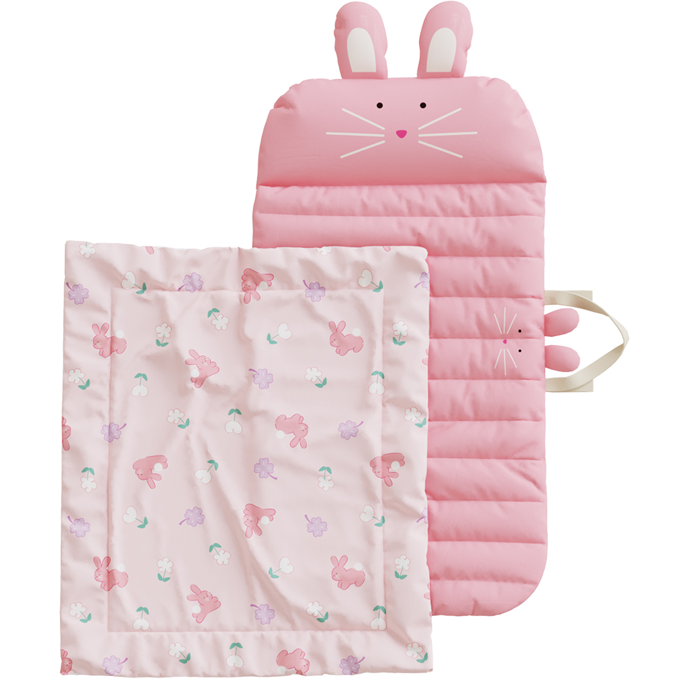 Milo&Gabby美國 三合一雙面_超透氣莫代爾5cm加厚床墊午睡袋組(附防塵袋)70x110cm｜Lola兔兔