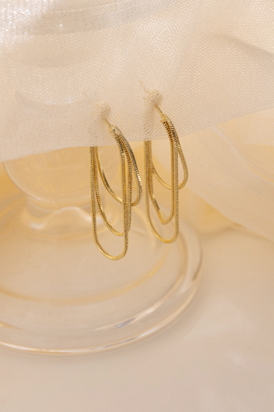 層次圓圈。銀針耳環