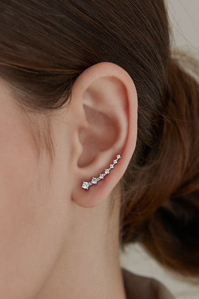 質感排列鋯石。針式耳環