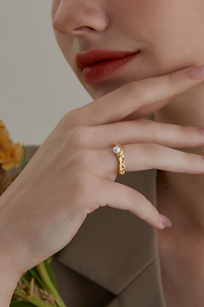 不規則珍珠可調式戒指