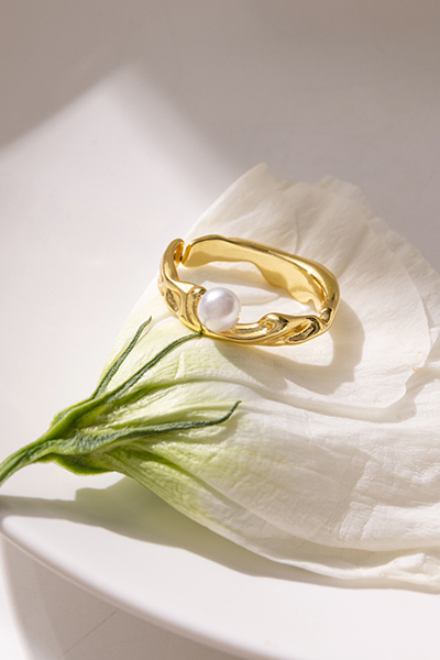 不規則珍珠可調式戒指