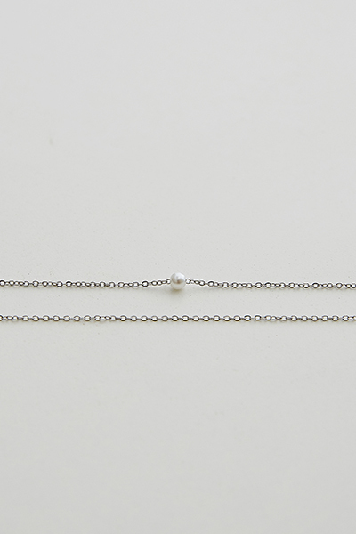 極簡珍珠雙層鎖骨鍊(銀)
