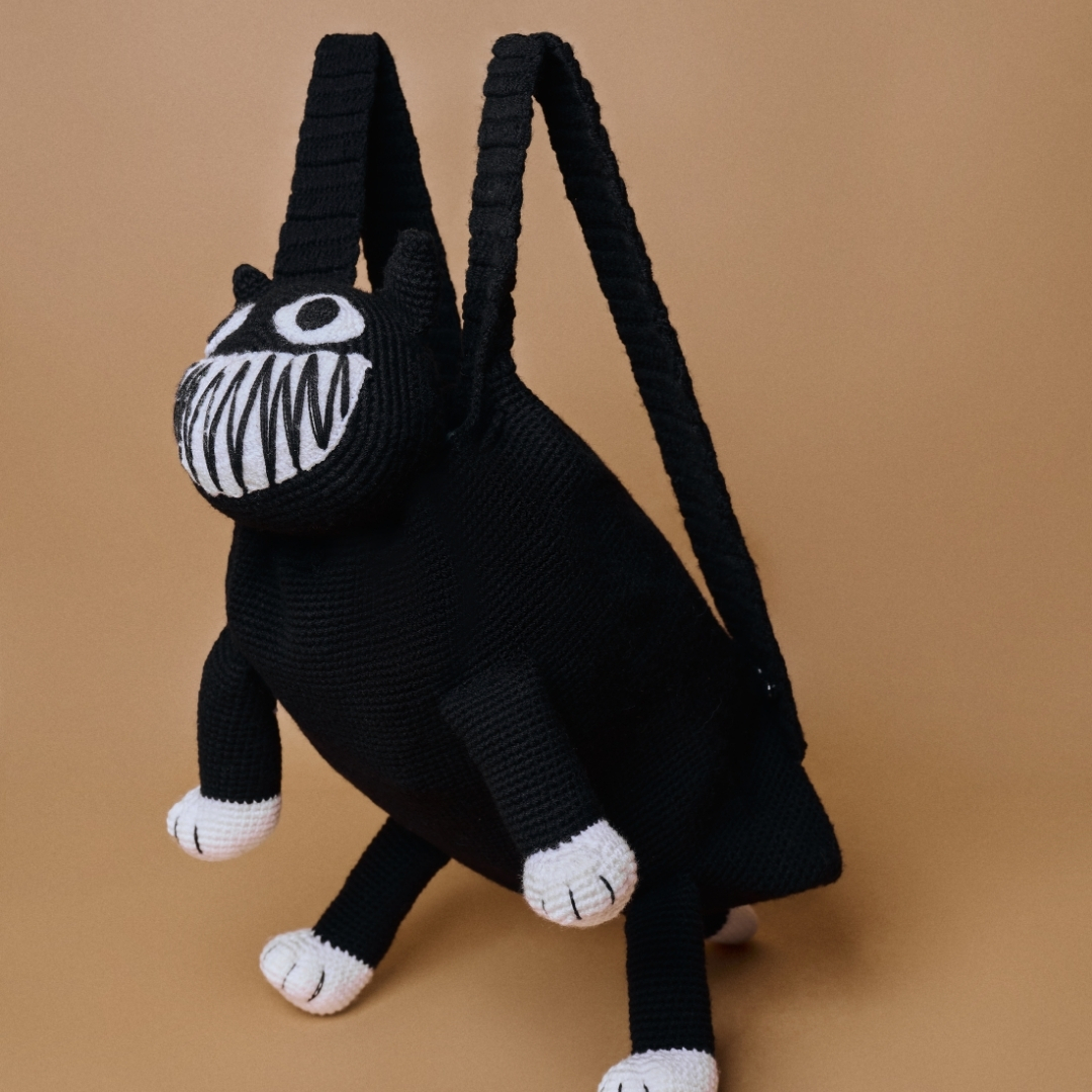 Knitted Black Cat Backpack
