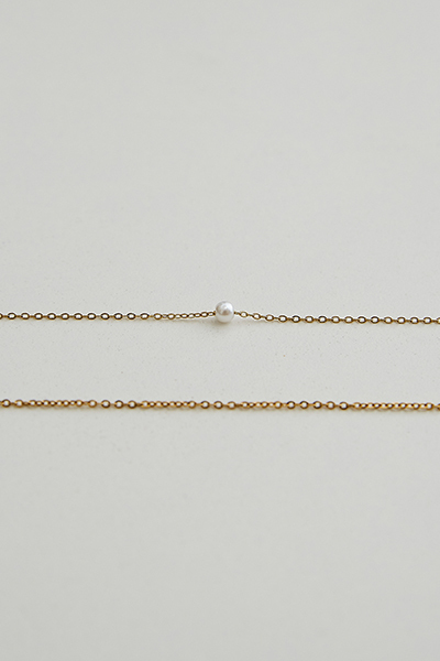 極簡珍珠雙層鎖骨鍊(金)