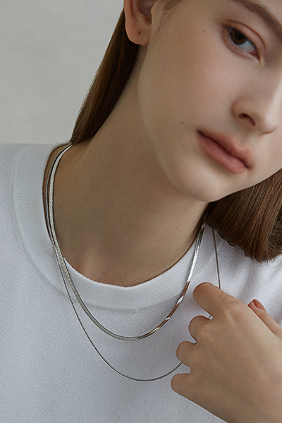 雙層蛇骨鎖骨鍊(銀)