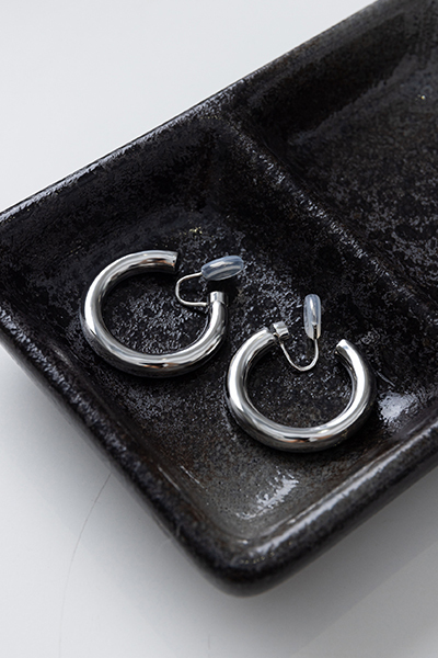 經典搖曳感C型。夾式耳環(銀)