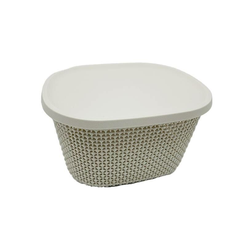 TP 編織風附蓋收納盒/灰 27x22.5x15cm