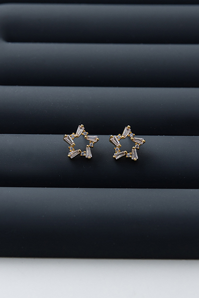 小星鑽。銀針耳環
