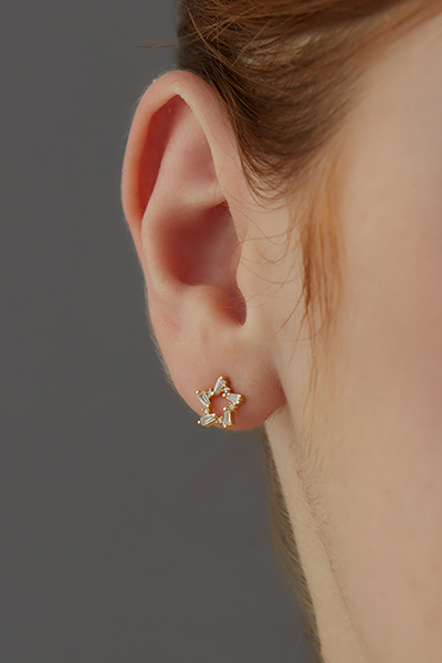 小星鑽。銀針耳環