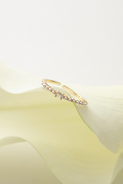 不對稱珍珠環繞可調式戒指