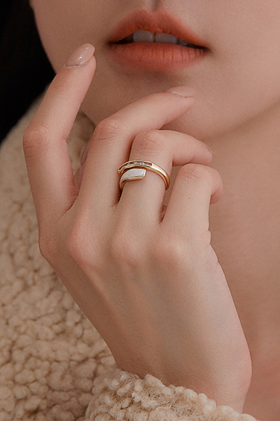 畫釉交錯可調式戒指