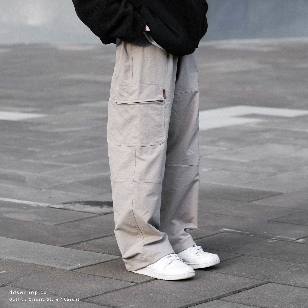 "現貨" D.CLOSET 拼接 側口袋 彈性 工作褲