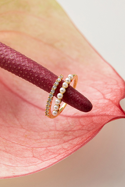 上下交錯感可調式戒指(金)