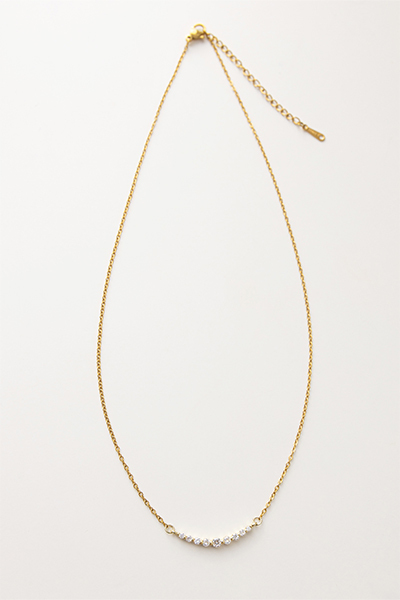 細緻排列圓鑽項鍊(金)