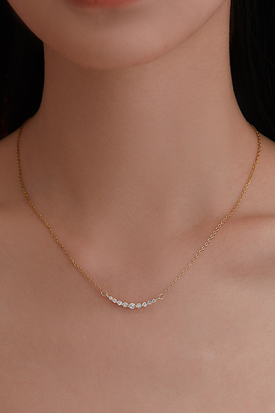 細緻排列圓鑽項鍊(金)