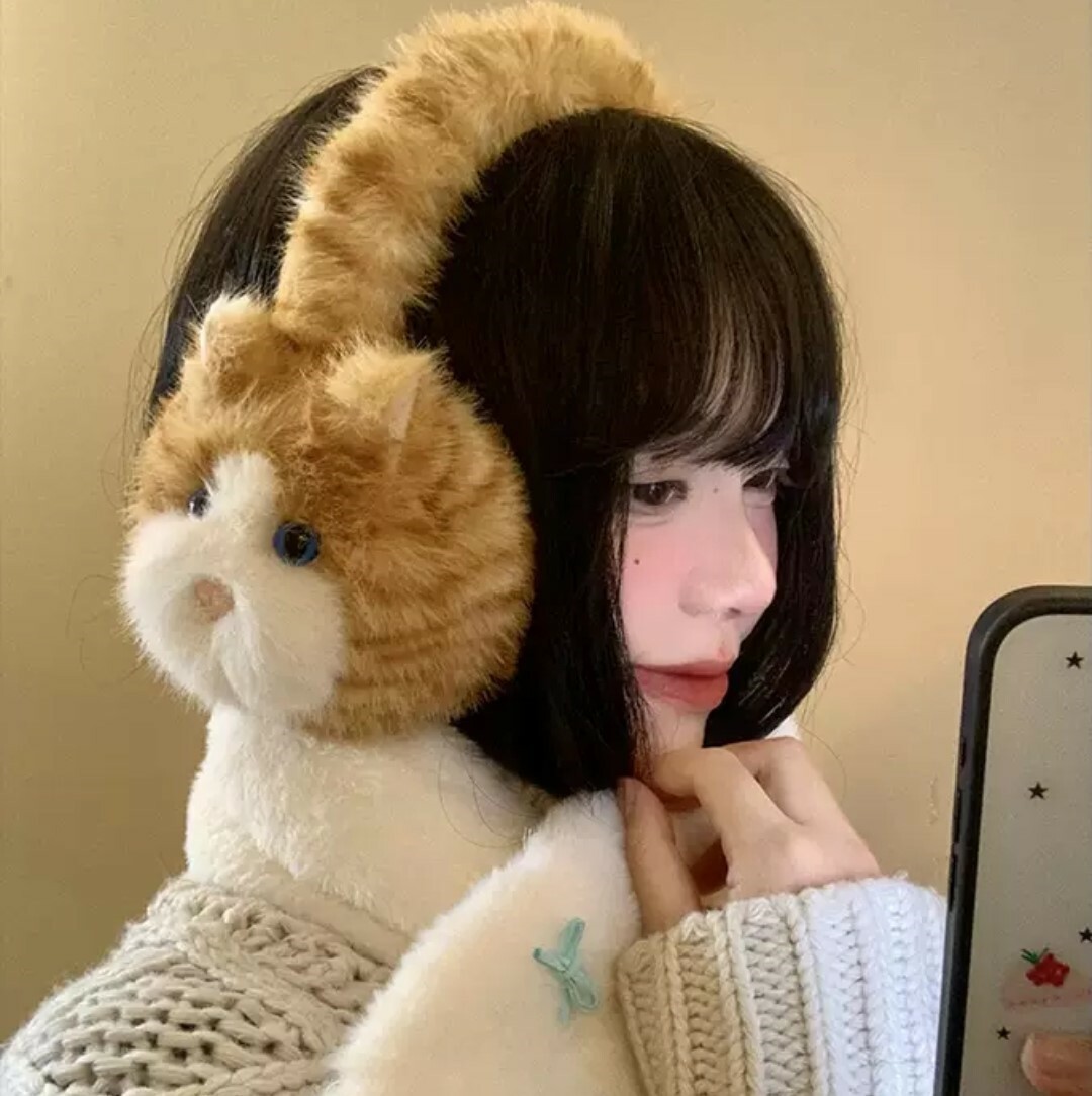 折疊式可愛貓咪毛絨耳罩