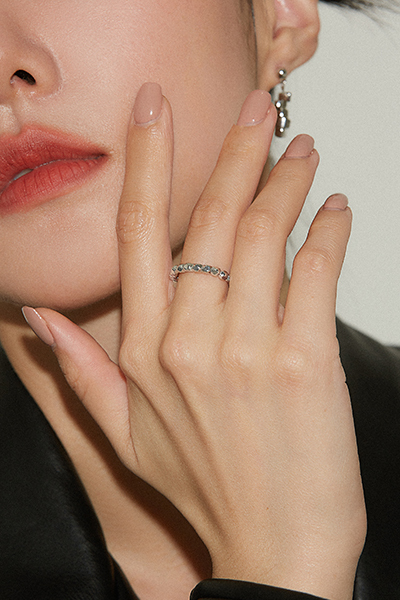 幾何小方塊可調式戒指(銀)