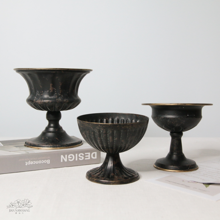 金屬花器 復古仿舊冠軍杯 黑 3款