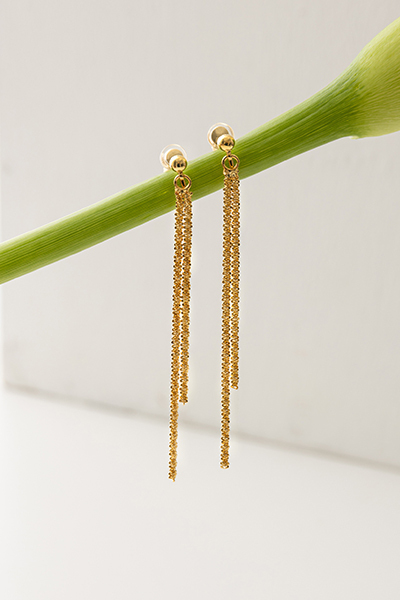 波光粼粼金蔥感。夾式耳環(金)