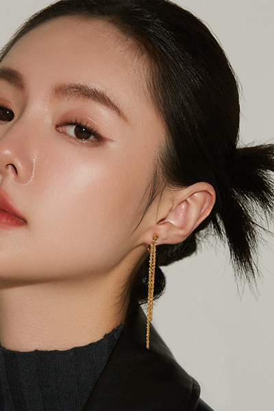 波光粼粼金蔥感。夾式耳環(金)