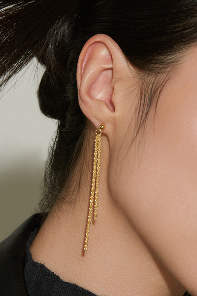 波光粼粼金蔥感。銀針耳環(金)