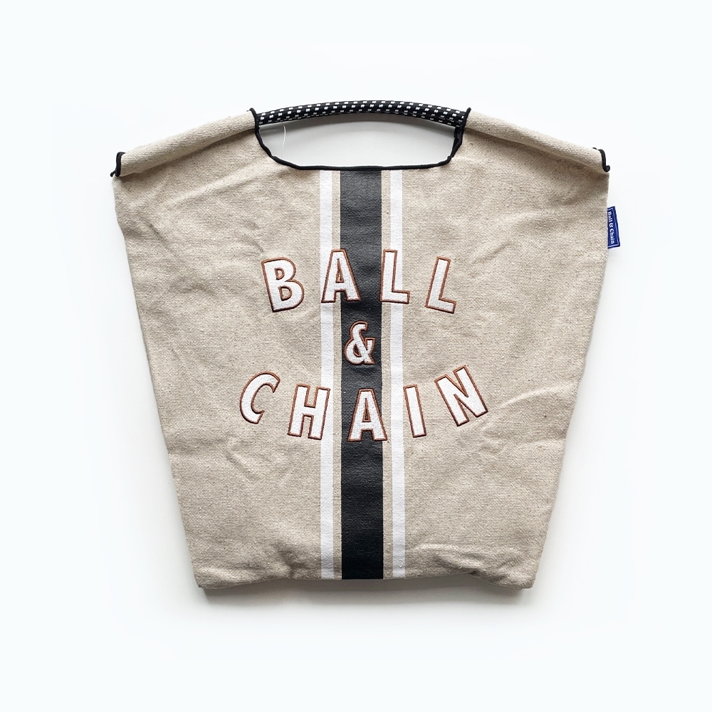 Ball＆Chain 刺繡環保購物袋 M號 - 白/黑 (30101901)