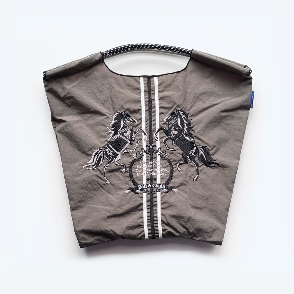 Ball＆Chain 刺繡環保購物袋 M號 - 深灰 (30102461)
