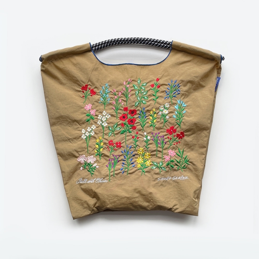 Ball＆Chain 刺繡環保購物袋 M號 - 卡其 (32300203)