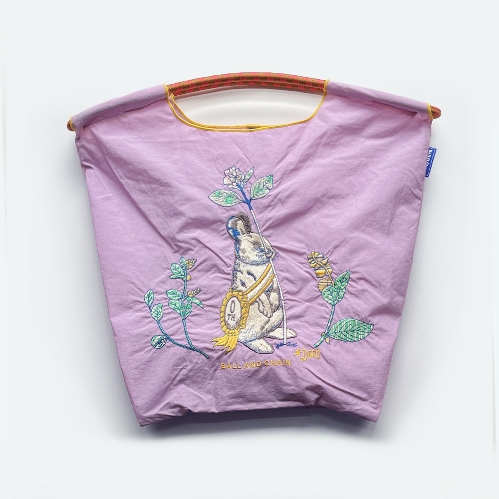 Ball＆Chain 刺繡環保購物袋 M號 - 粉紫 (31300416)