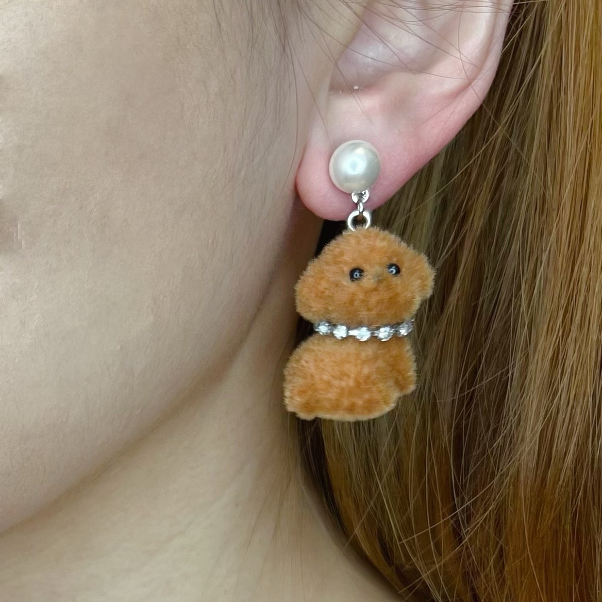 PYA1202 POODLE BLING BLING COLLAR EAR RING