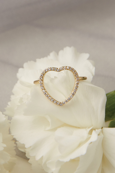 鑲嵌鋯石愛心可調式戒指