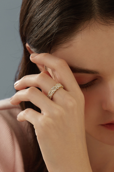 不規則排列鋯石可調式戒指