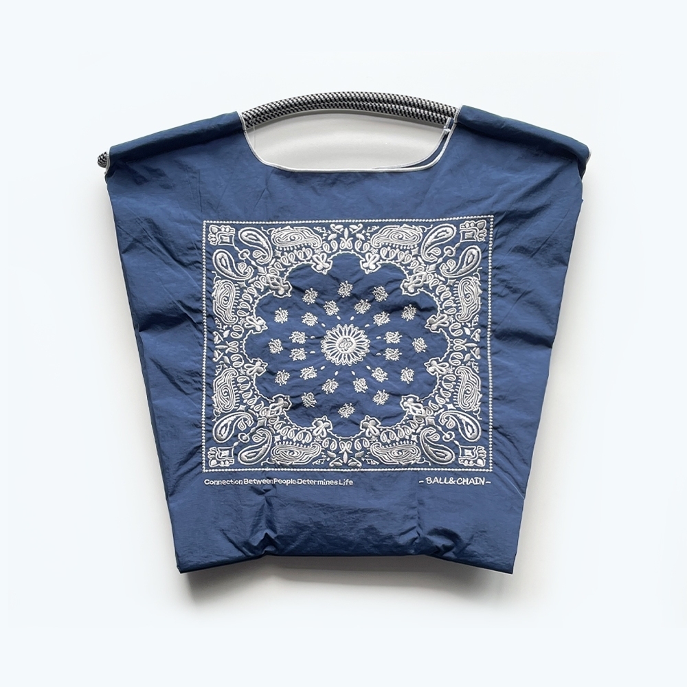 Ball＆Chain 刺繡環保購物袋 M號 - 深藍 (30100832)