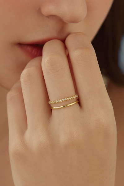 細緻雙層鋯石可調式戒指