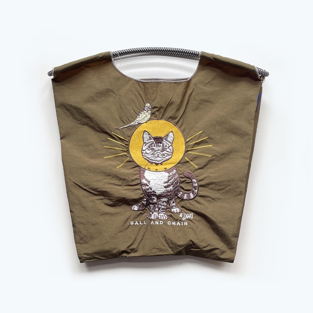 Ball＆Chain 刺繡環保購物袋 M號 - 橄欖綠 (31300113)