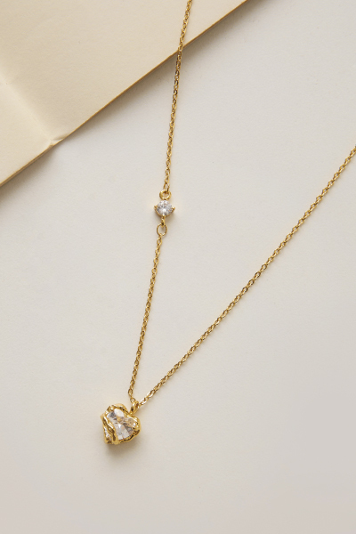 閃耀愛心雙鑽鎖骨鍊