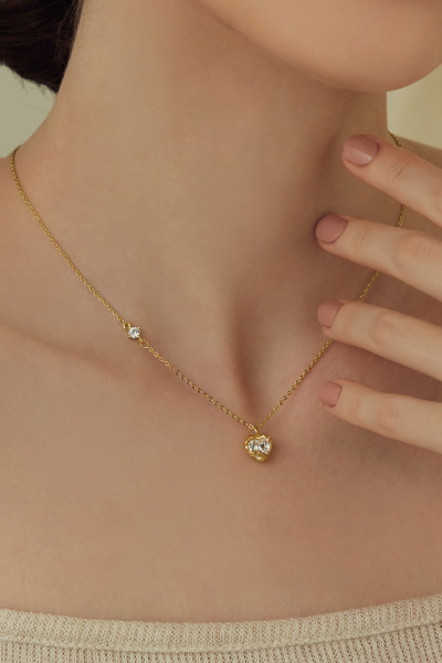 閃耀愛心雙鑽鎖骨鍊