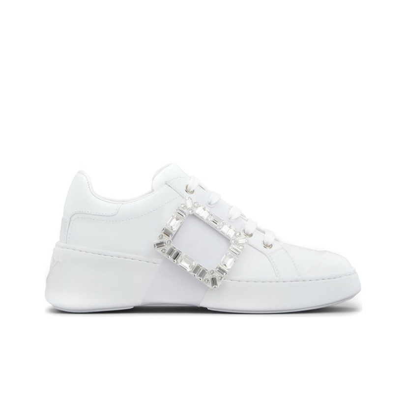 ROGER VIVIER Viv' Skate Strass 鑽扣牛皮運動鞋