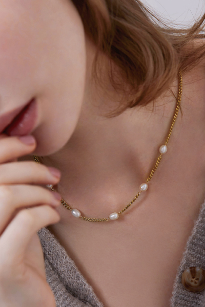 珍珠鍊條串接項鍊