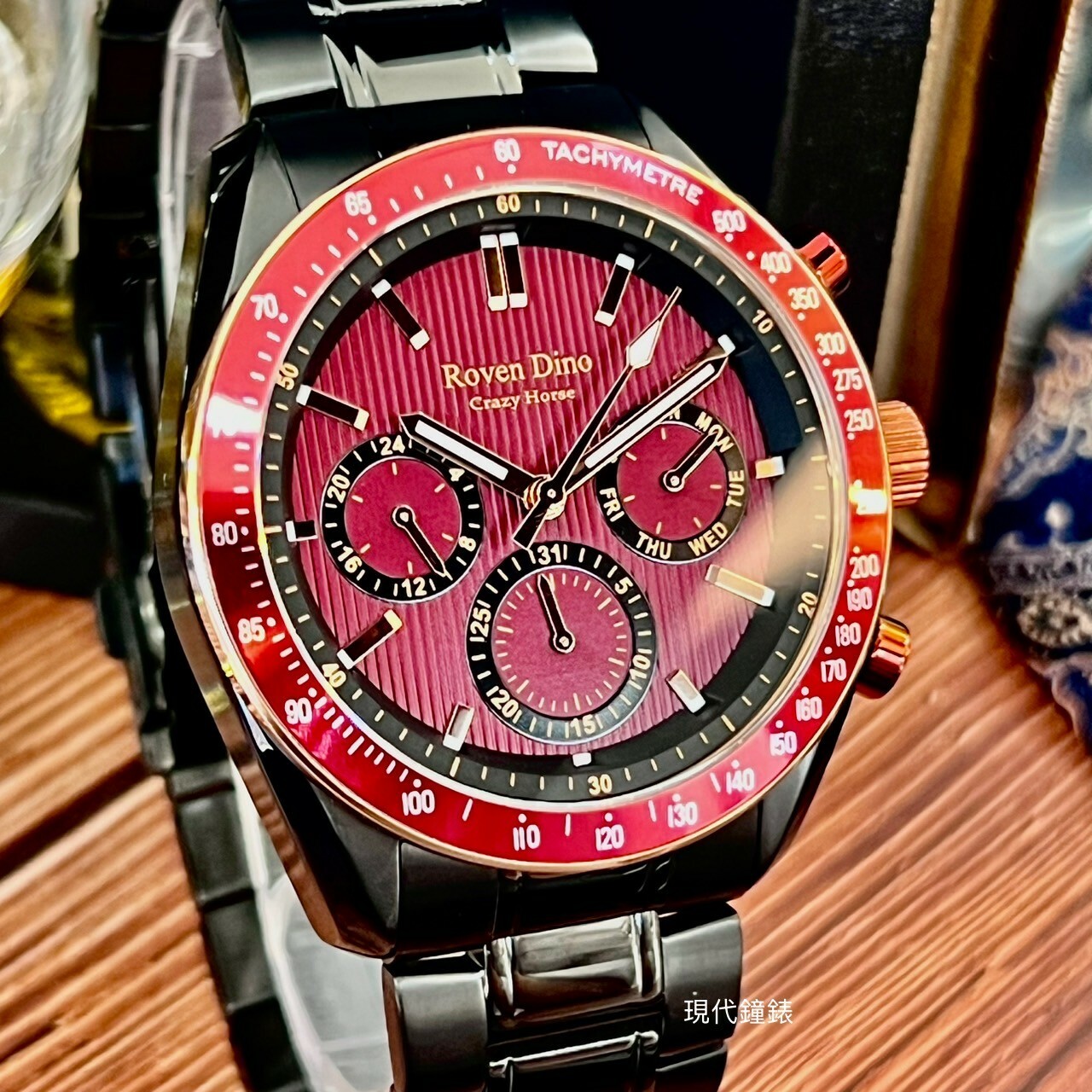【Roven Dino 羅梵迪諾】機密特務三眼時尚腕錶RD6106B-498RED 43mm 現代鐘錶